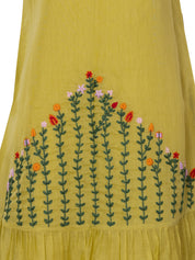 Artisan Hand-Embroidery Scoop-Neck Dress