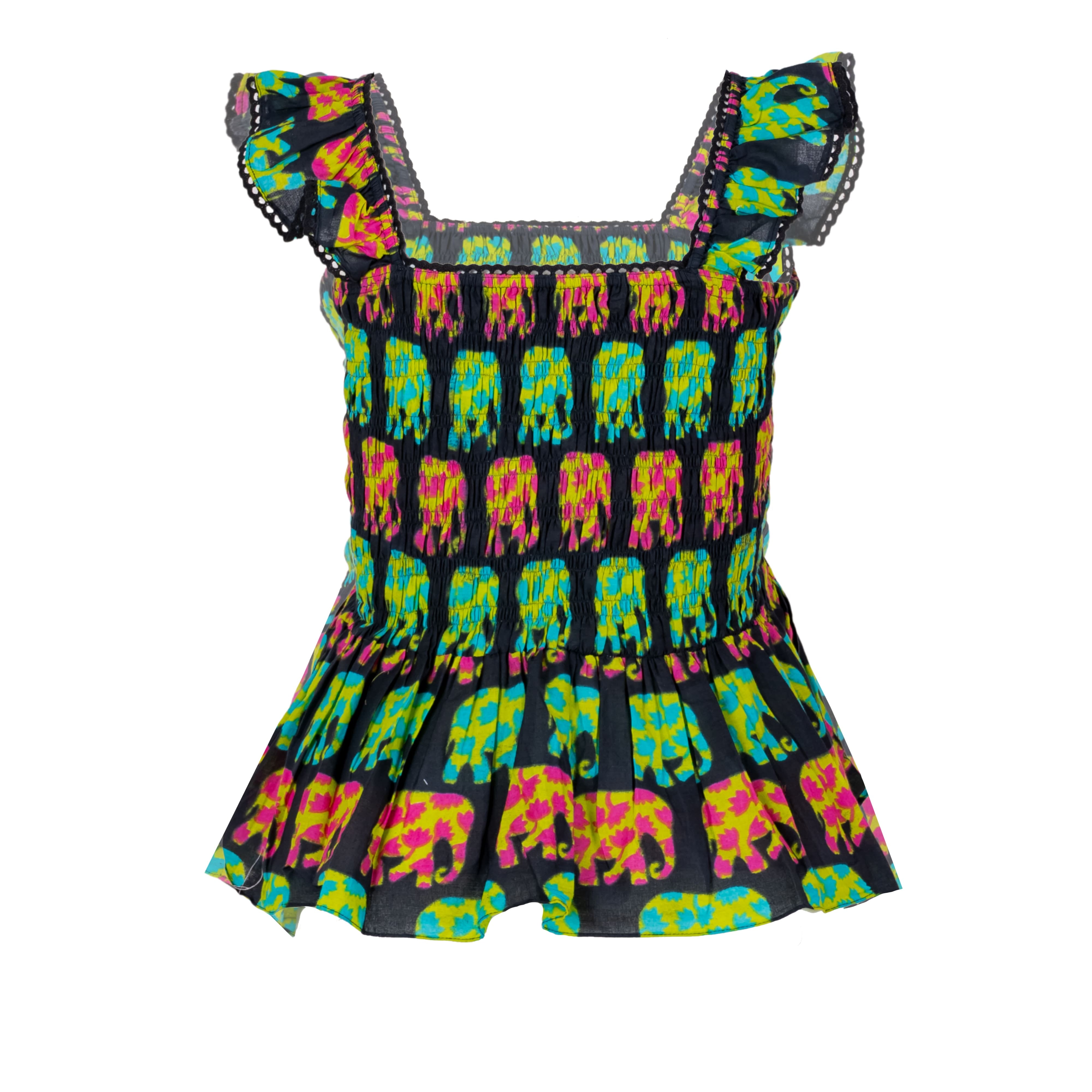 Floral Cotton Smocked Peplum Top for Women