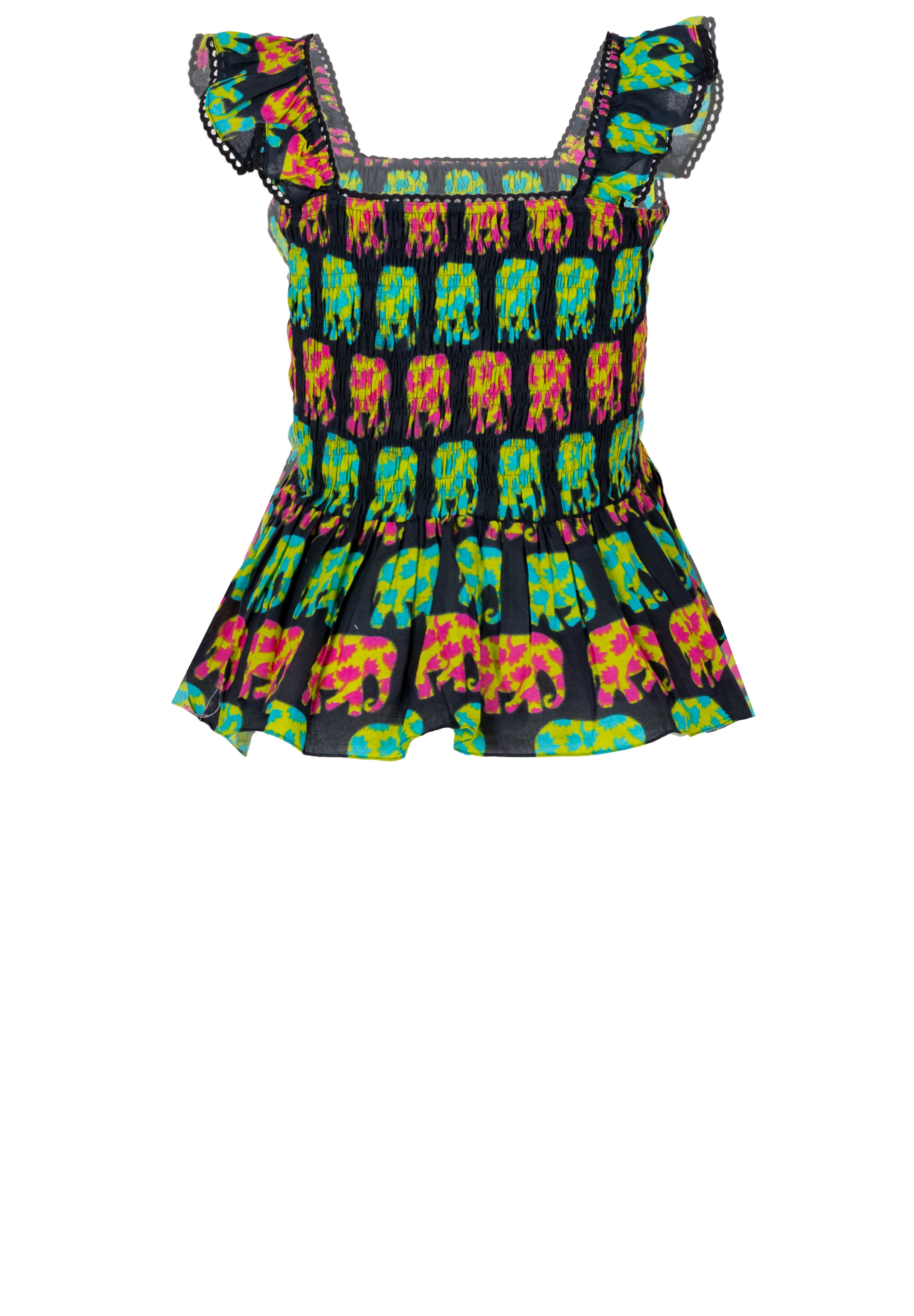 Floral Cotton Smocked Peplum Top for Women