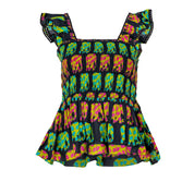 Floral Cotton Smocked Peplum Top for Women