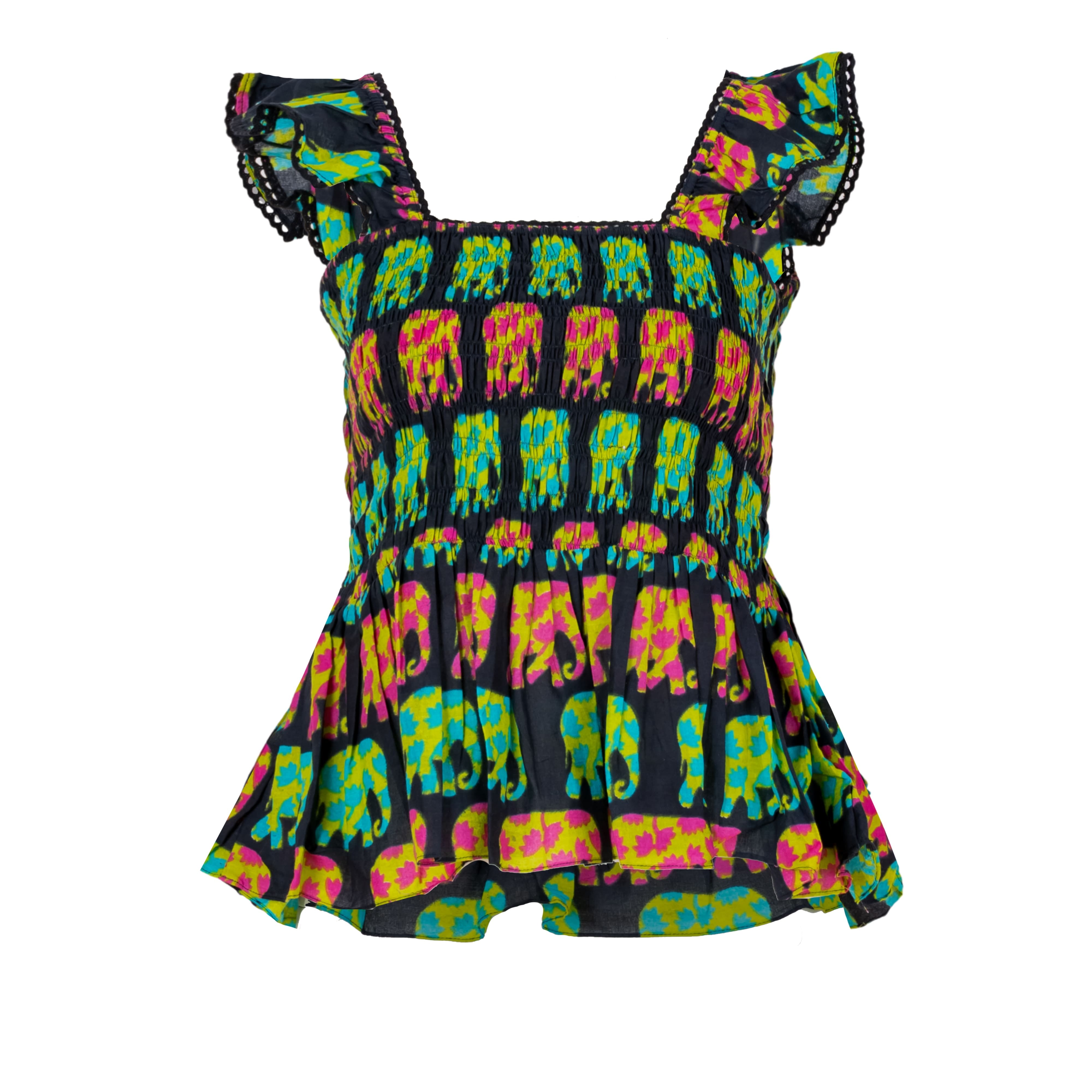 Floral Cotton Smocked Peplum Top for Women