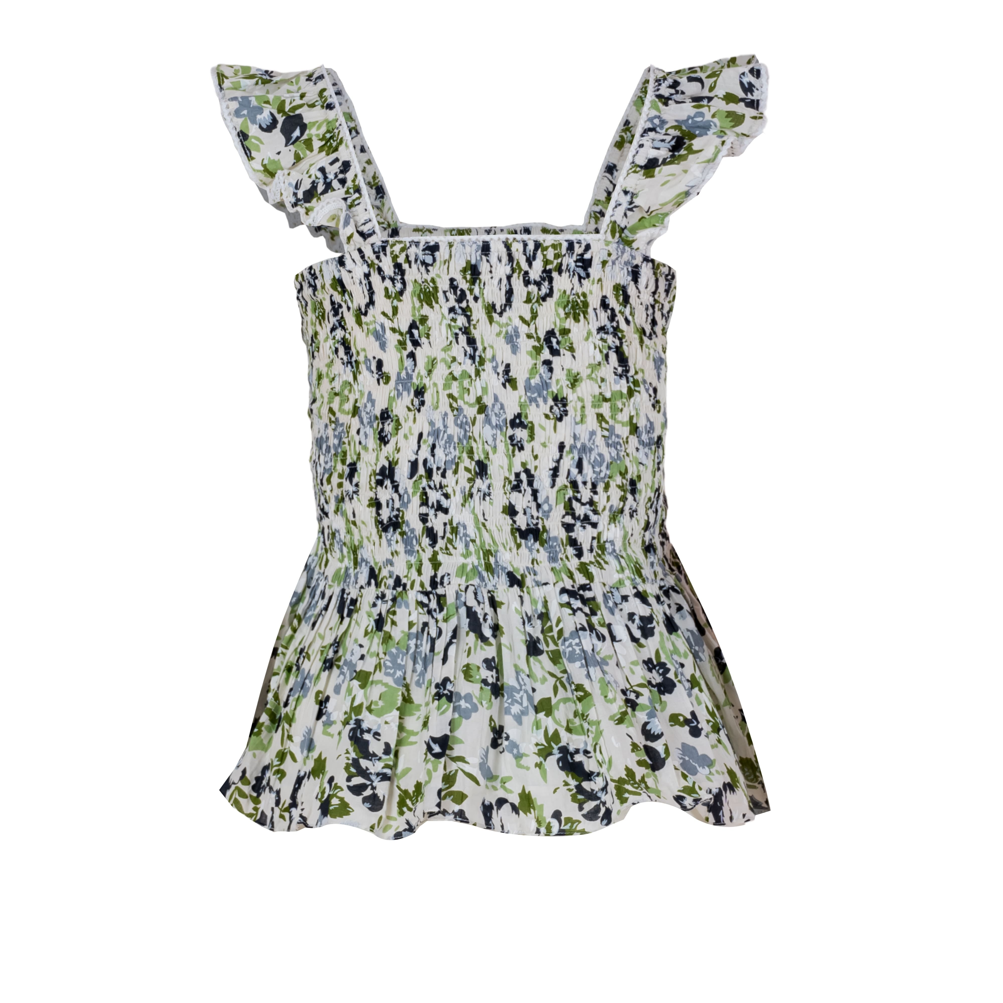 Floral Cotton Smocked Peplum Top for Women