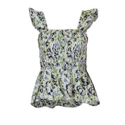 Floral Cotton Smocked Peplum Top for Women