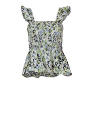 Floral Cotton Smocked Peplum Top for Women