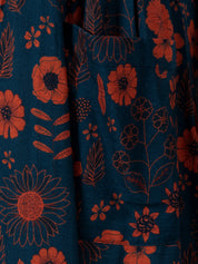 Floral Puff Sleeve Cotton Midi Dress