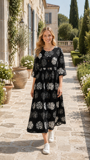 Boho Floral print cotton women Midi dress