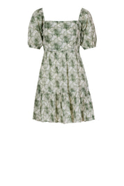 Pure Cotton Floral Puff Sleeve Mini Dress for Women