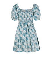 Pure Cotton Floral Puff Sleeve Mini Dress for Women