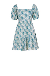 Pure Cotton Floral Puff Sleeve Mini Dress for Women