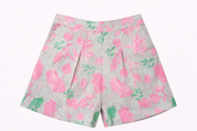 Floral Cotton Linen Co-Ord Set Summer Crop Top High-Waisted Shorts