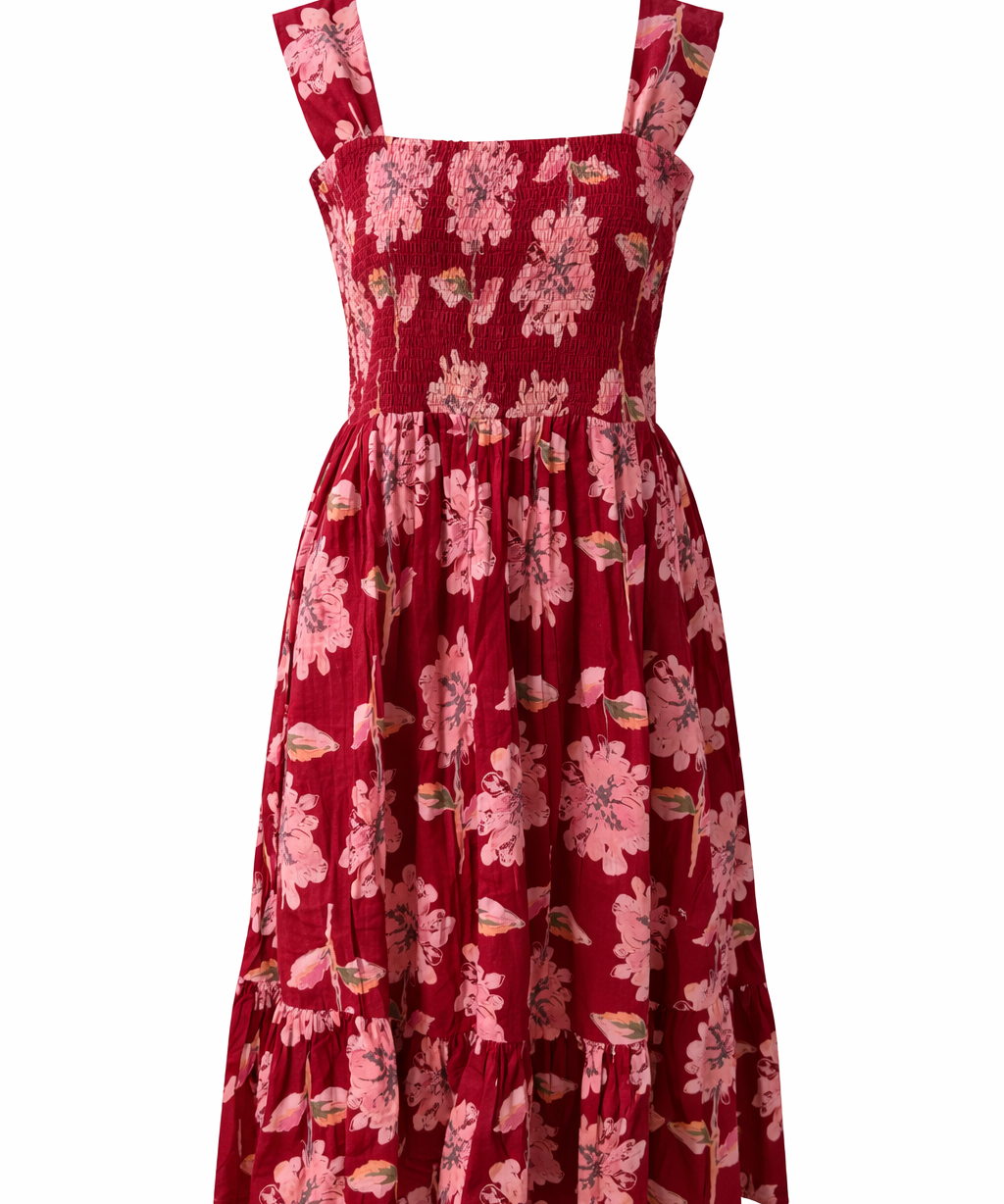 Pure Cotton Printed Dress for Women Lightweight Breathable Casual Summer Dress Floral Pattern