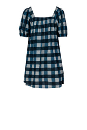 Handloom Cotton Floral Puff Sleeve Mini Dress for Women