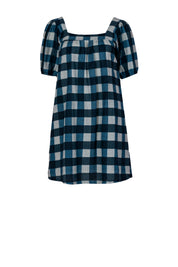 Handloom Cotton Floral Puff Sleeve Mini Dress for Women