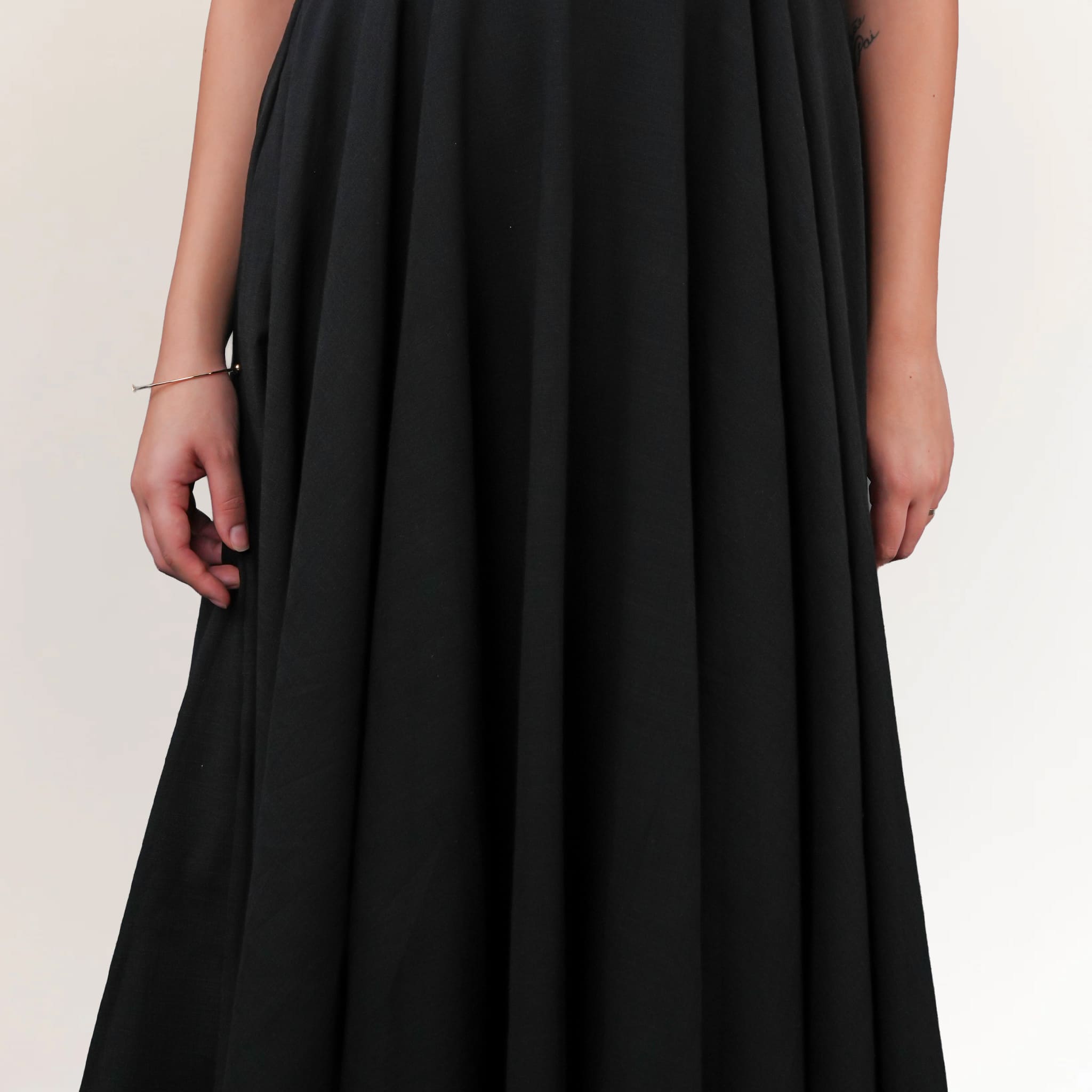 Cotton Midi Dress for Women in Black