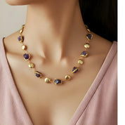 Amethysts rough nugget necklace 23"