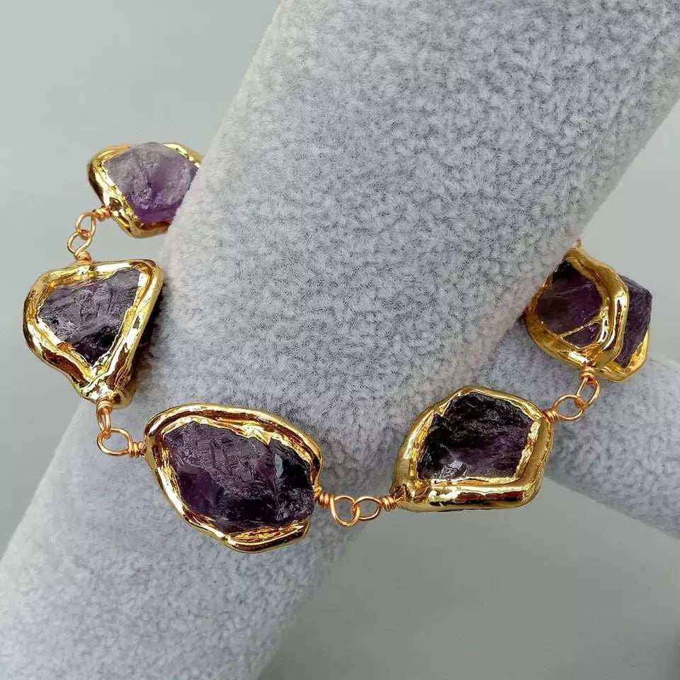 Amethyst rough nugget bracelet