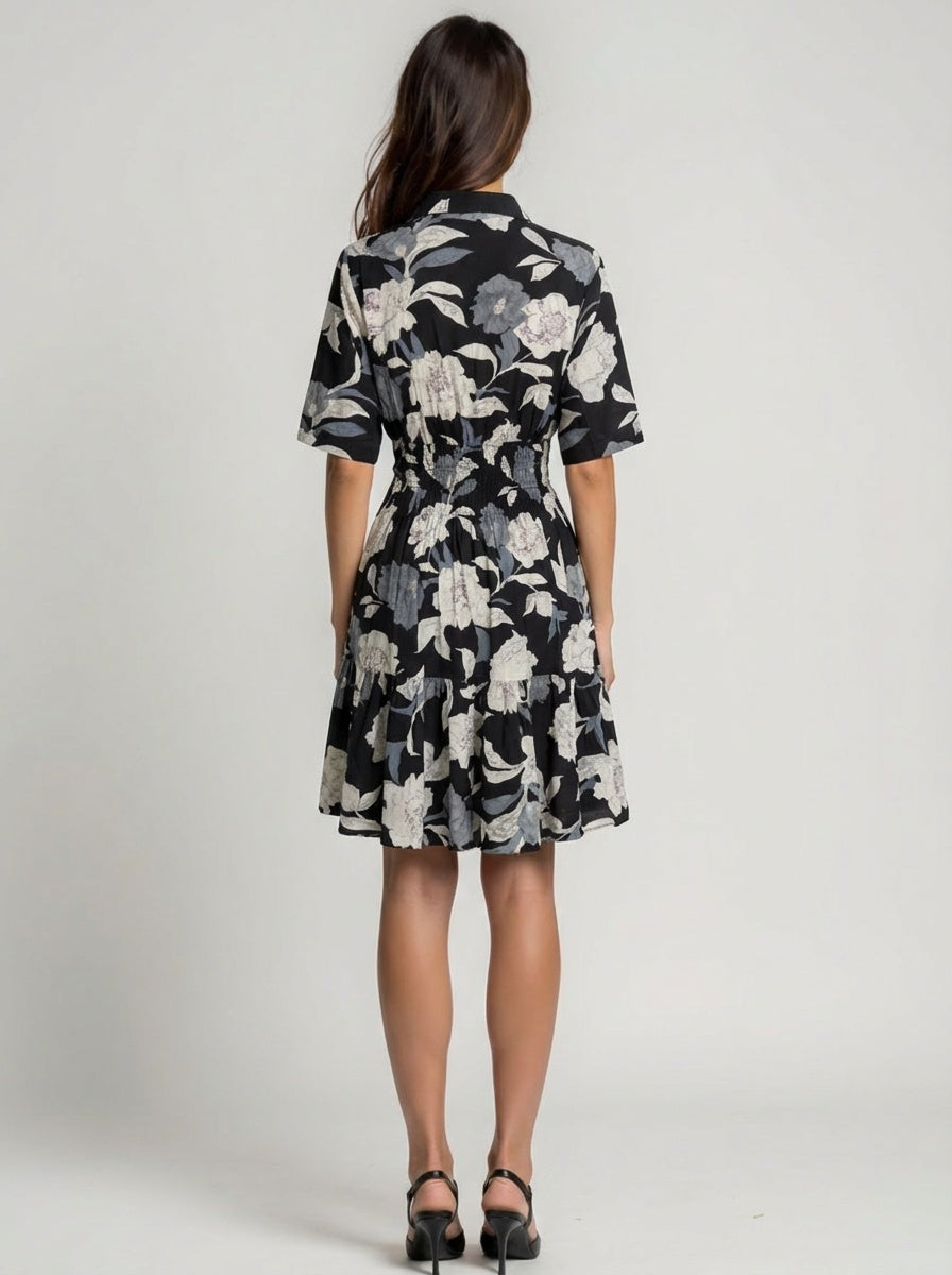 Cotton Floral Shirt Dress Women’s Button Down Sleeveless Summer Dress