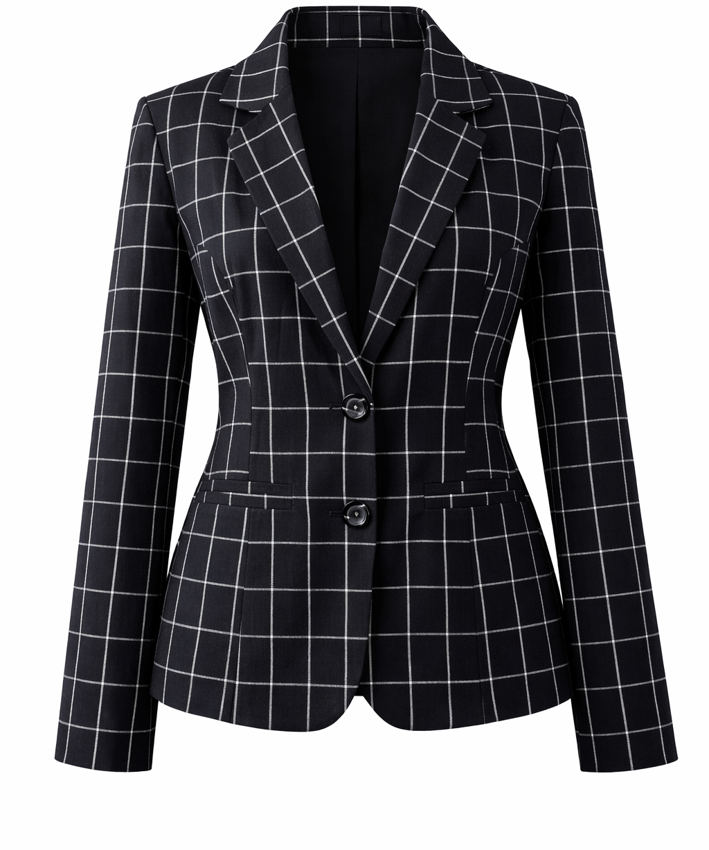 Handwoven Cotton Blazer for Women Slim Fit Check Plaid Jacket in Midnight Grid & Harvest Plaid