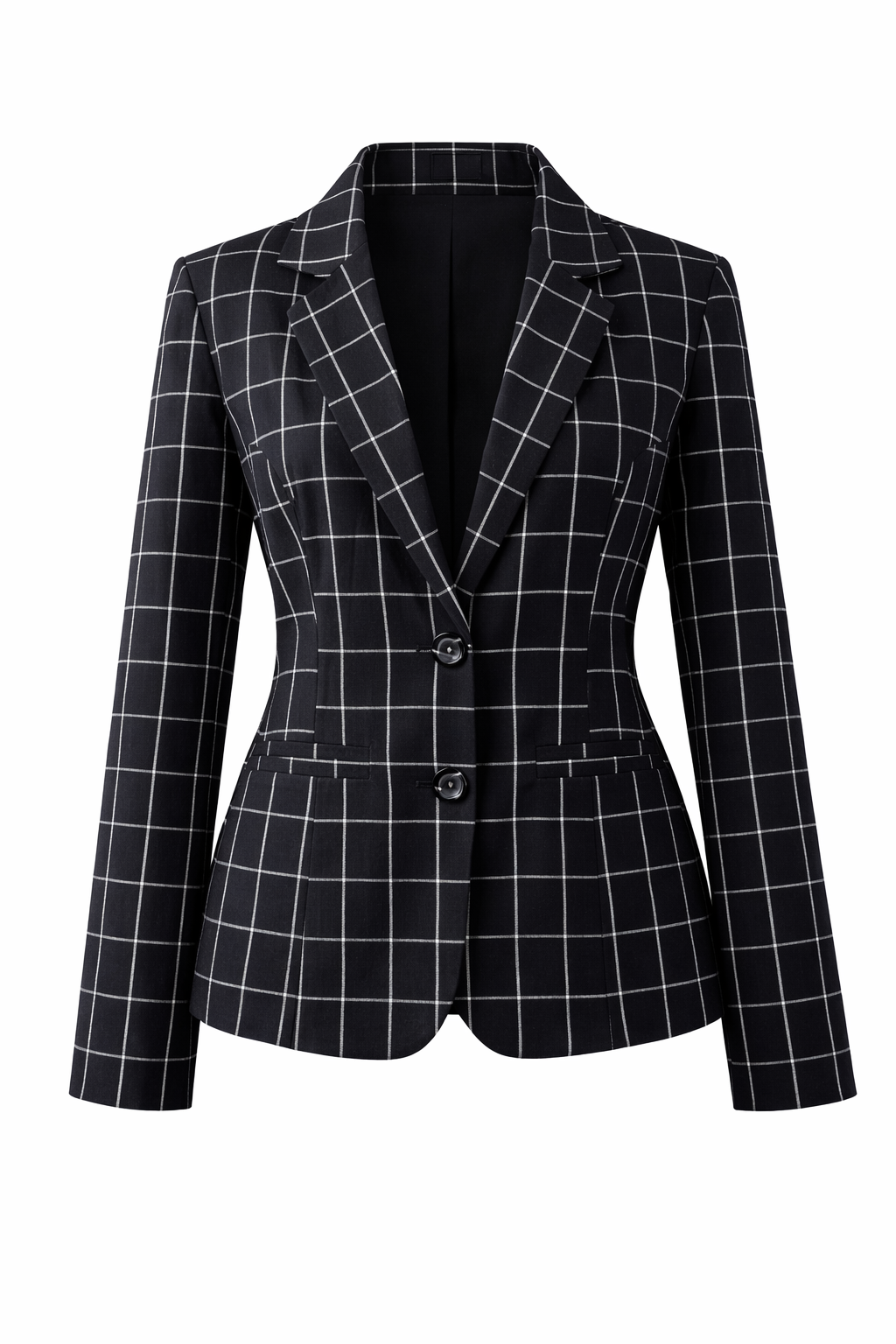 Handwoven Cotton Blazer for Women Slim Fit Check Plaid Jacket in Midnight Grid & Harvest Plaid