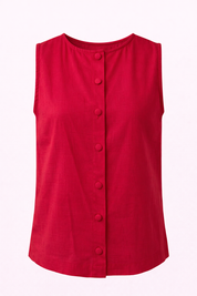 Pure Cotton Sleeveless Button-Down Top and Shorts Co-ord Set for Women Breathable Summer Two-Piece Matching Set