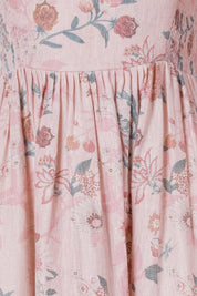 Cotton Jute Floral Tiered Maxi Dress for Women