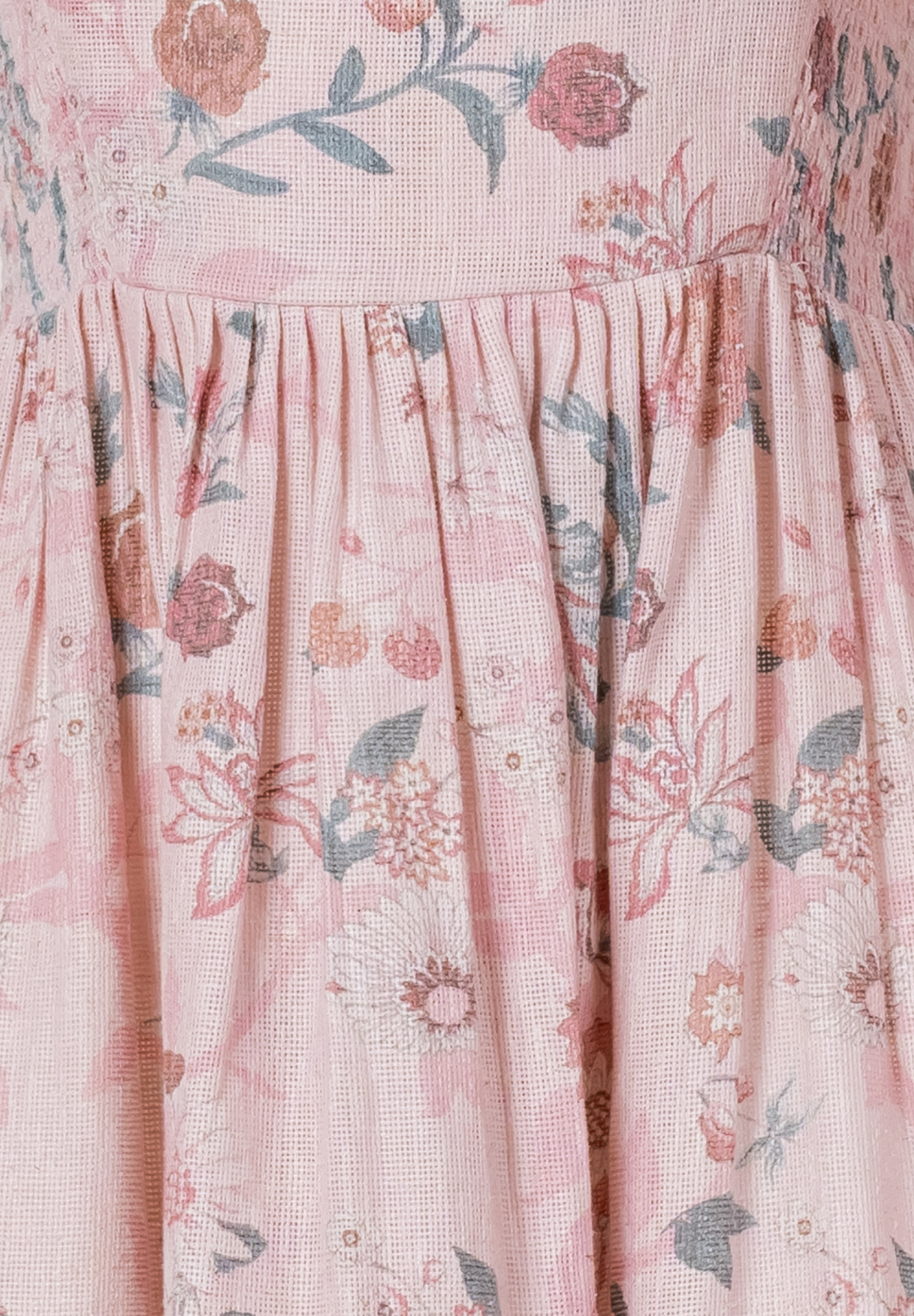 Cotton Jute Floral Tiered Maxi Dress for Women