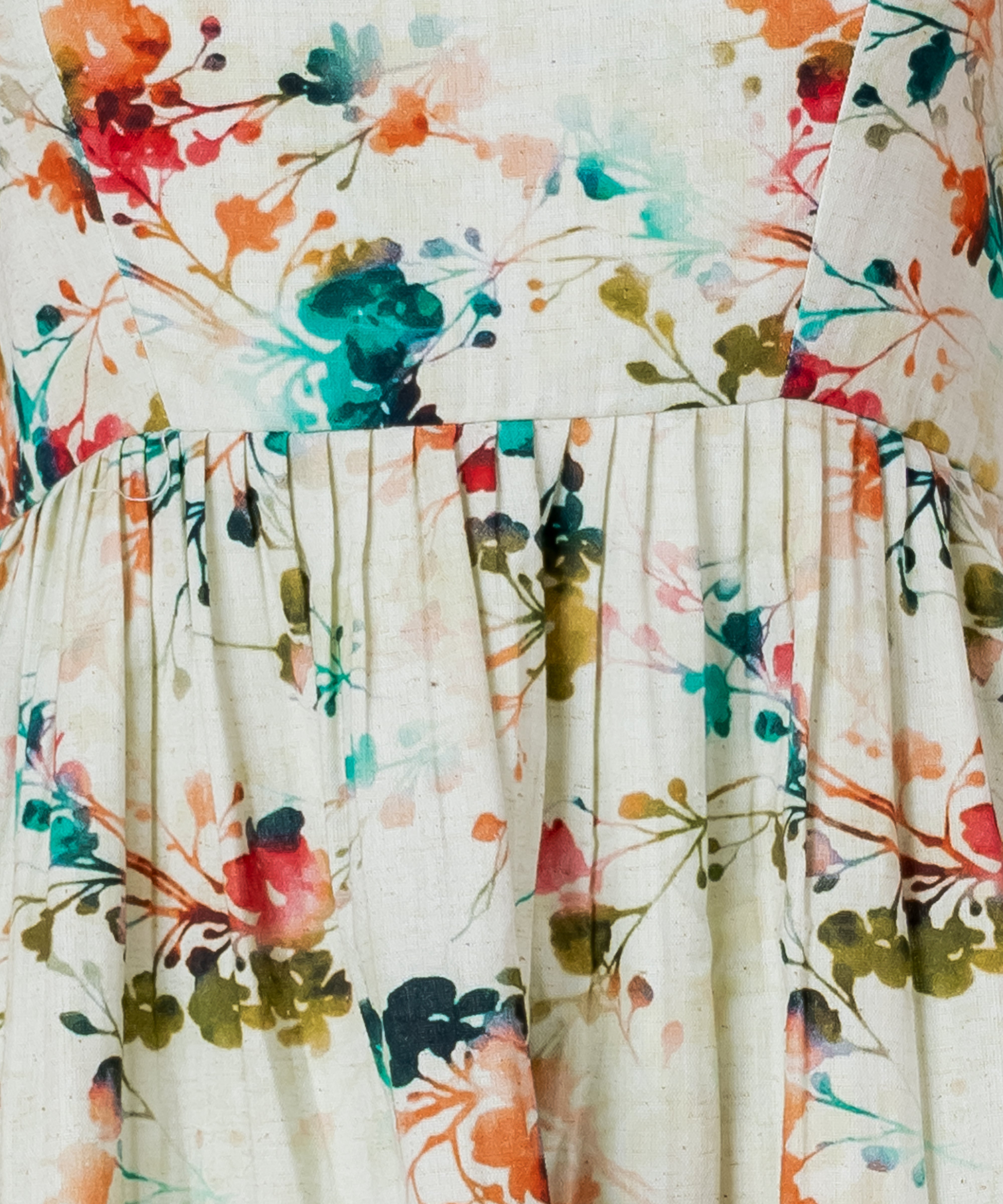 Handloom Cotton Floral Mini Dress – Summer Puff Sleeve Dress