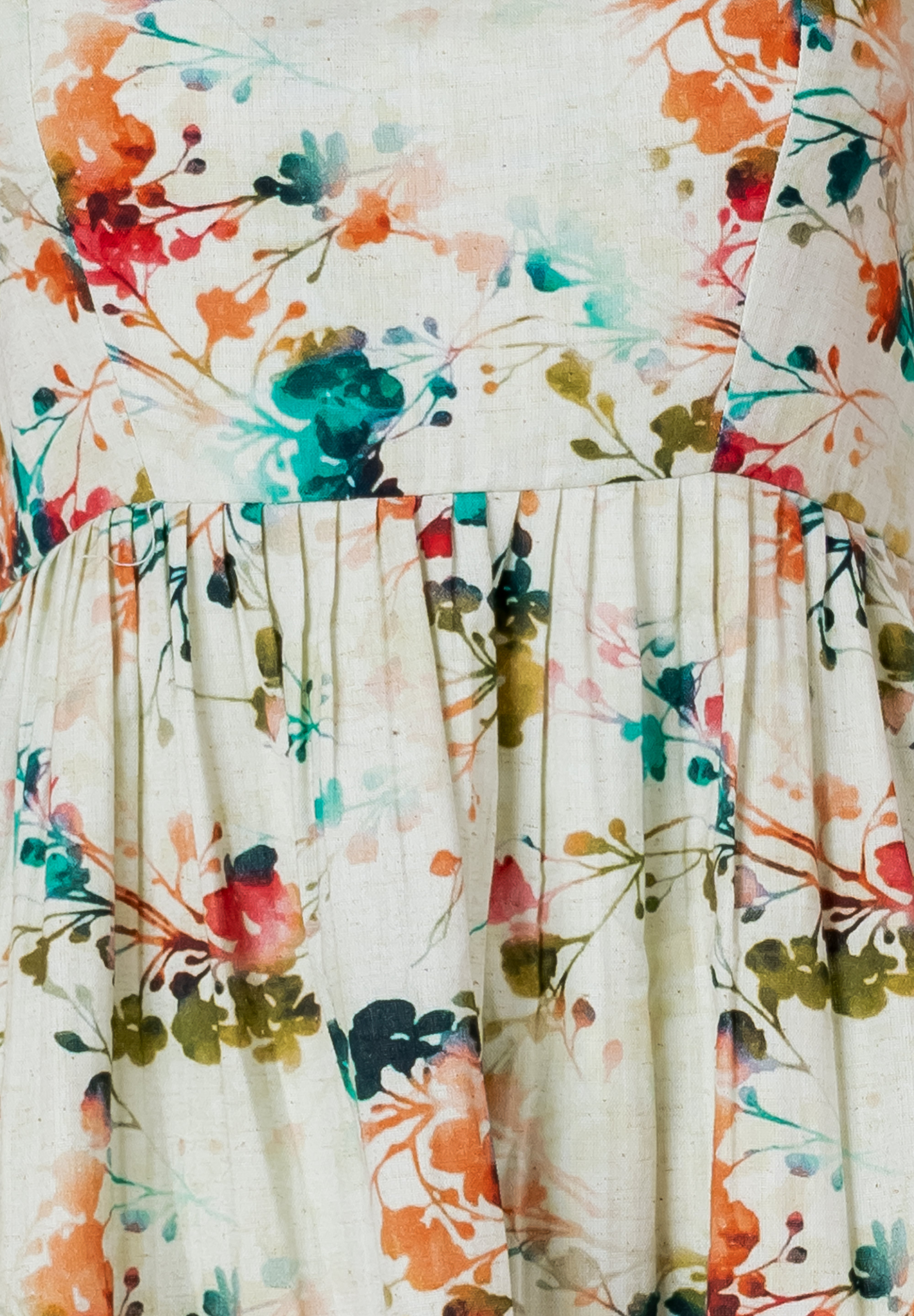 Handloom Cotton Floral Mini Dress – Summer Puff Sleeve Dress