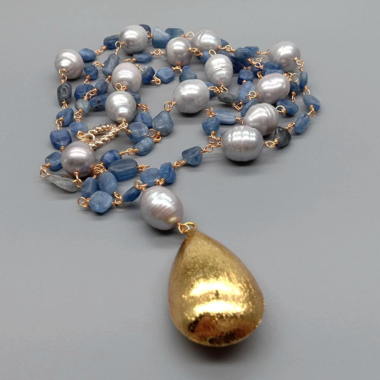 Blue kyanite necklace