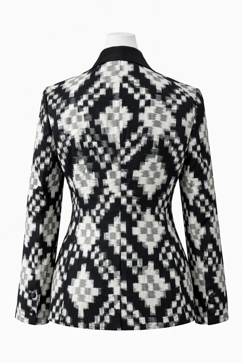 Ikat Cotton Blazer for Women Handwoven Ethnic Jacket Fitted Waist Notch Lapel