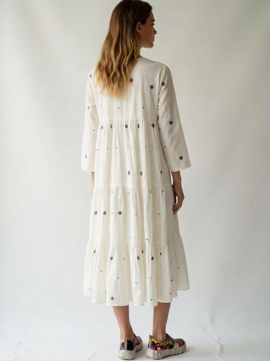 Jamdani Handwoven Pure Cotton Dress for Women Traditional Artisan Woven Breathable