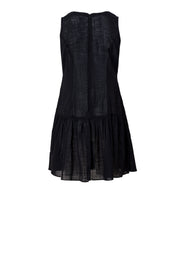 Black Cotton Drop-Waist Mini Dress for Women