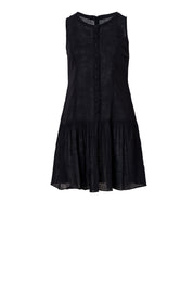 Black Cotton Drop-Waist Mini Dress for Women
