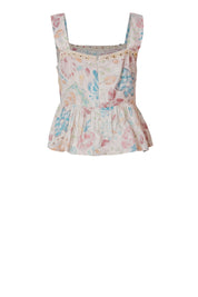 Floral Cotton Peplum Top for Women