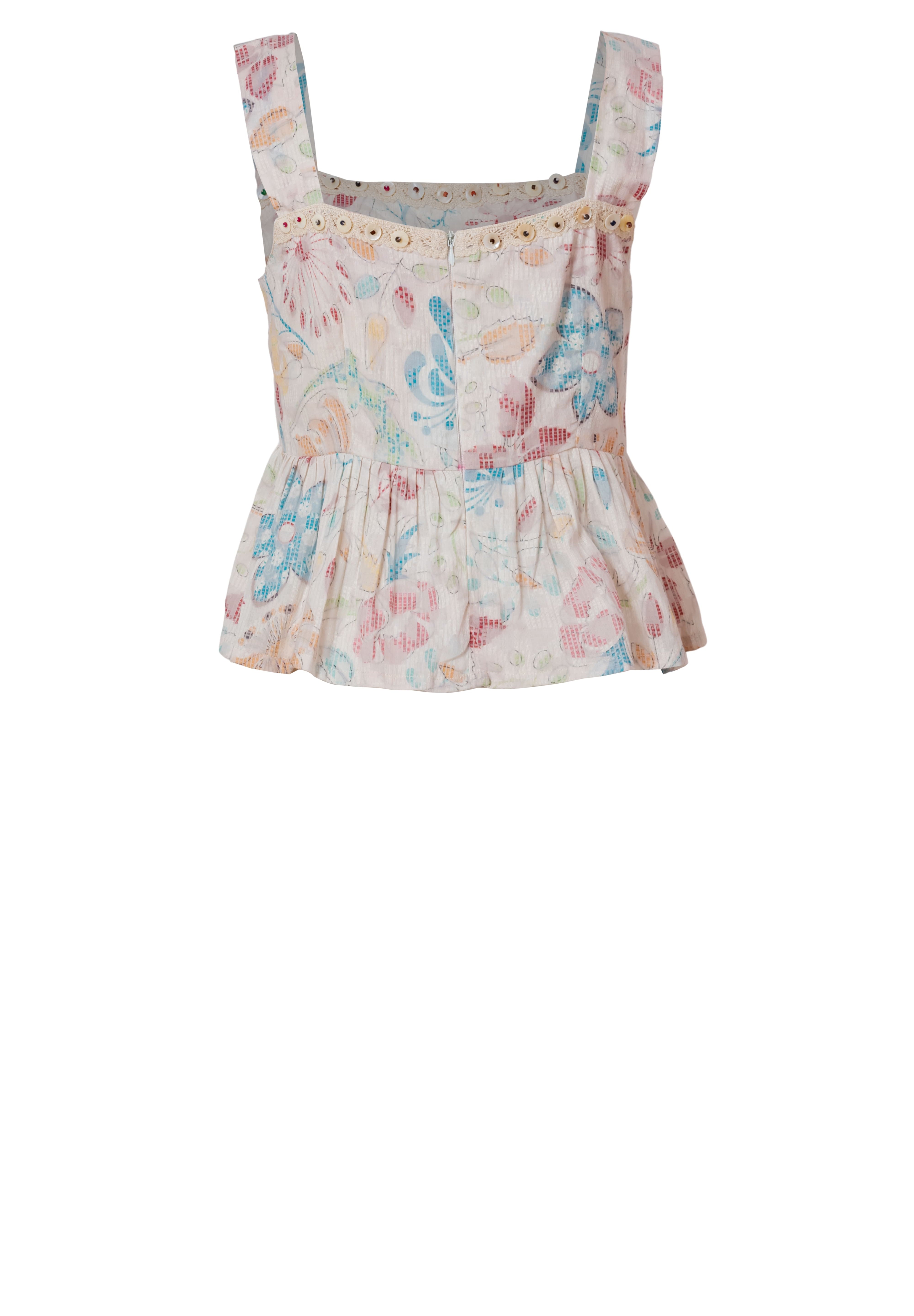 Floral Cotton Peplum Top for Women