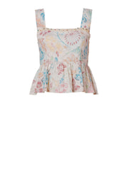 Floral Cotton Peplum Top for Women