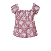 Floral Cotton Ruffle Sleeve Top for Women