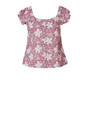 Floral Cotton Ruffle Sleeve Top for Women