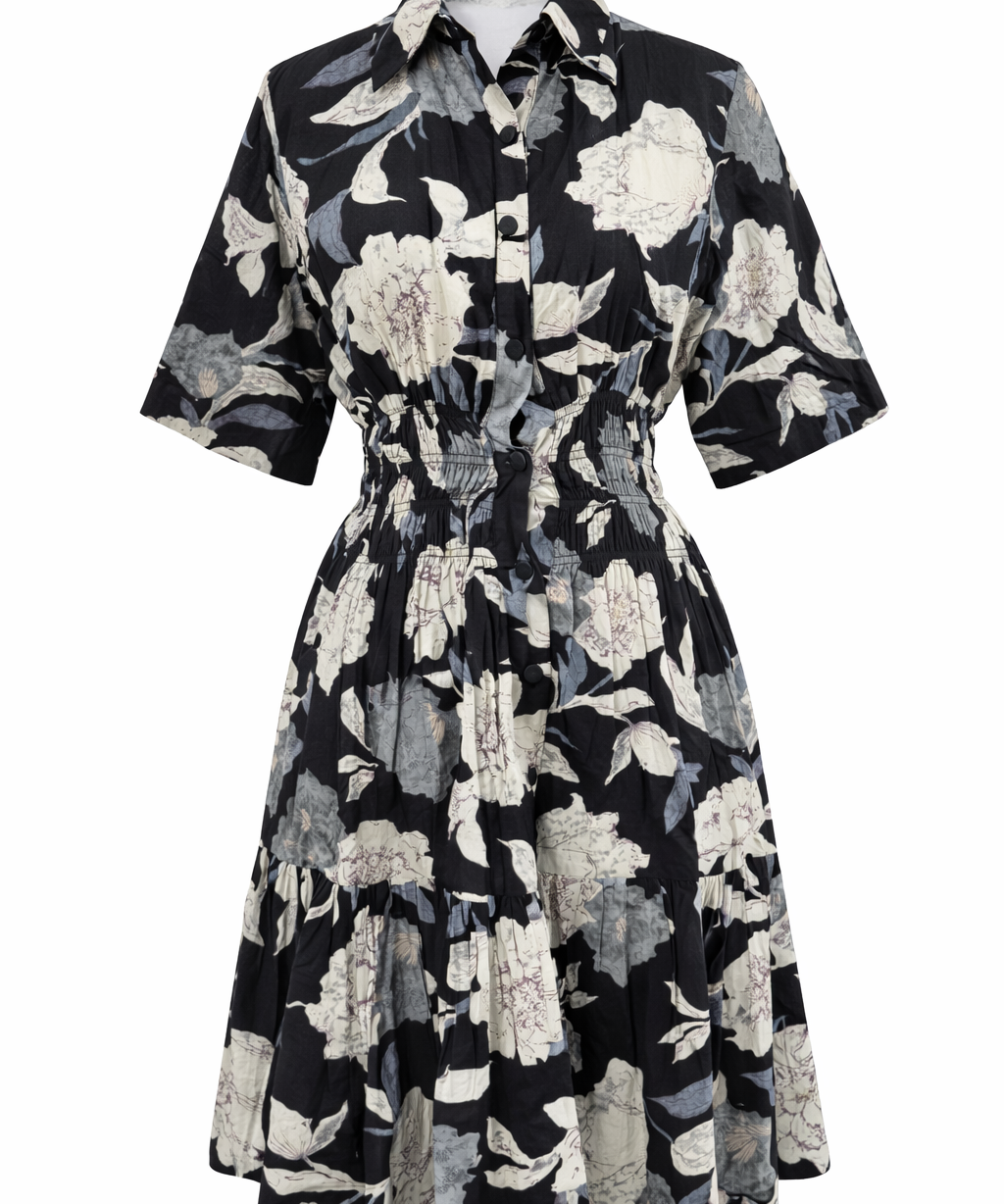Cotton Floral Shirt Dress Women’s Button Down Sleeveless Summer Dress