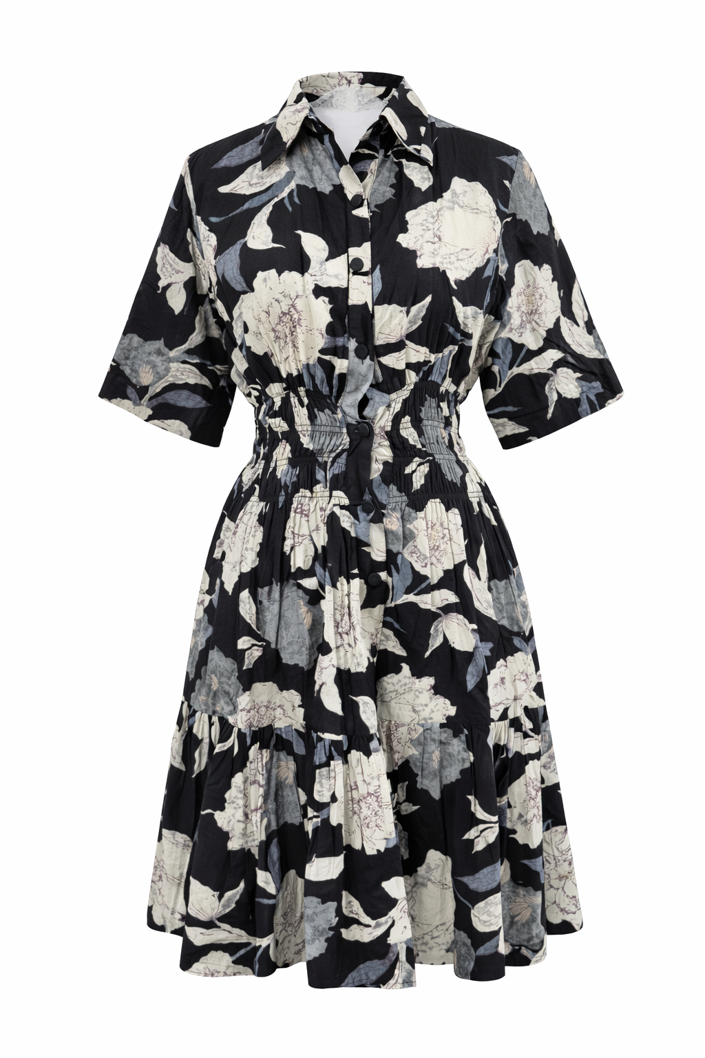 Cotton Floral Shirt Dress Women’s Button Down Sleeveless Summer Dress