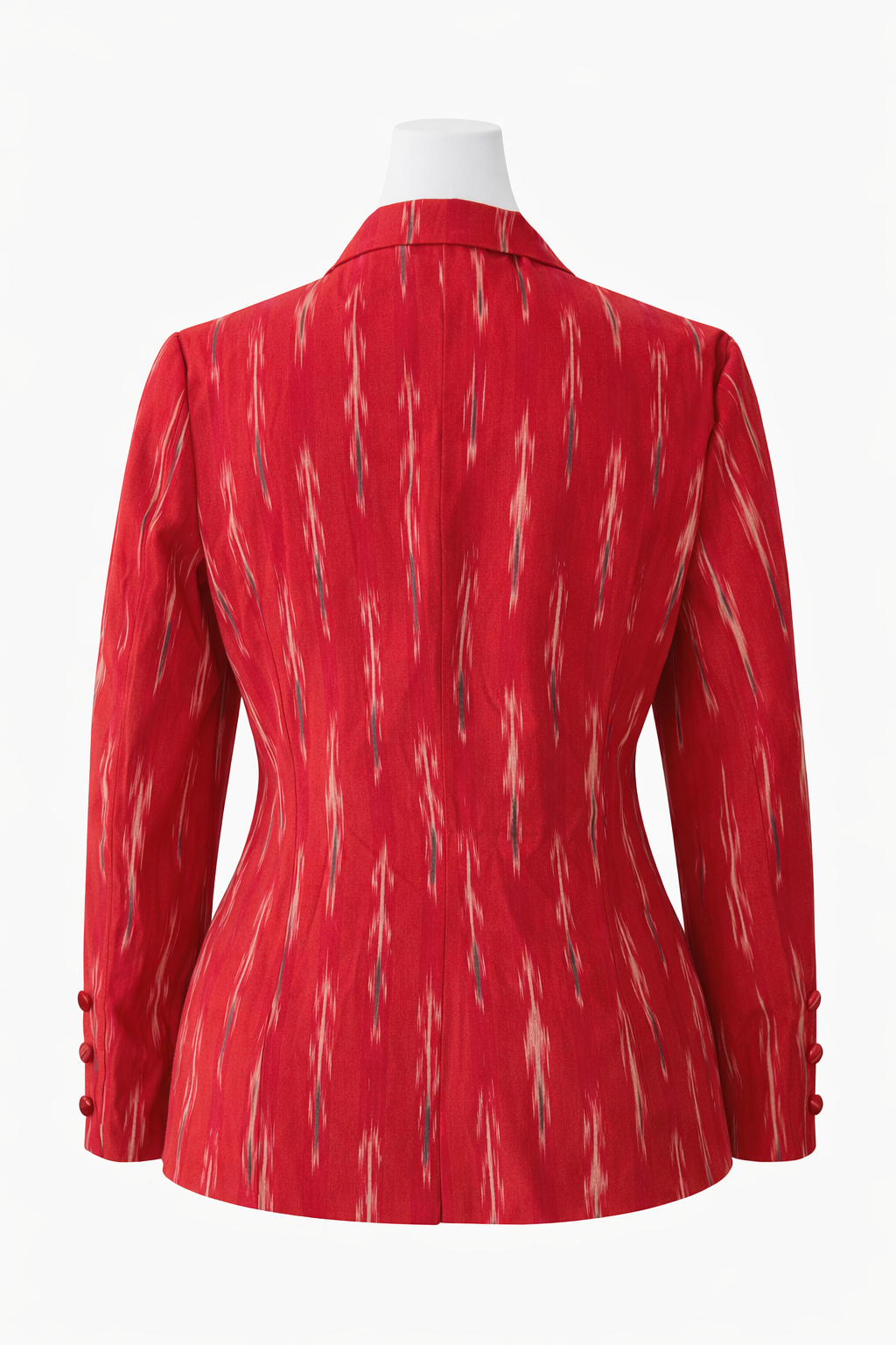 Ikat Cotton Blazer for Women Handwoven Ethnic Jacket Fitted Waist Notch Lapel