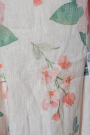 Pastel Floral Linen Cotton Mini Dress for Women