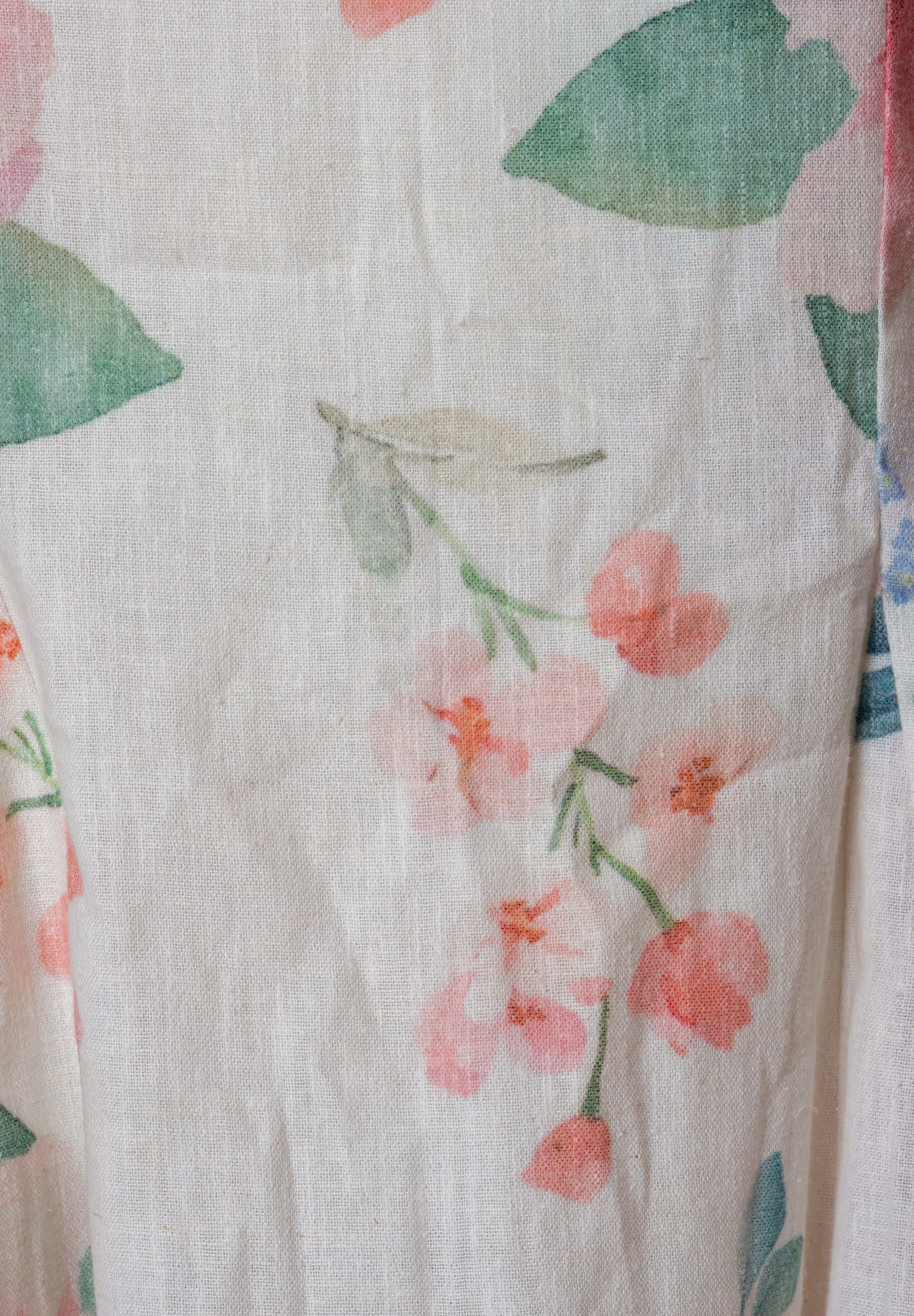 Pastel Floral Linen Cotton Mini Dress for Women
