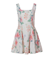 Pastel Floral Linen Cotton Mini Dress for Women