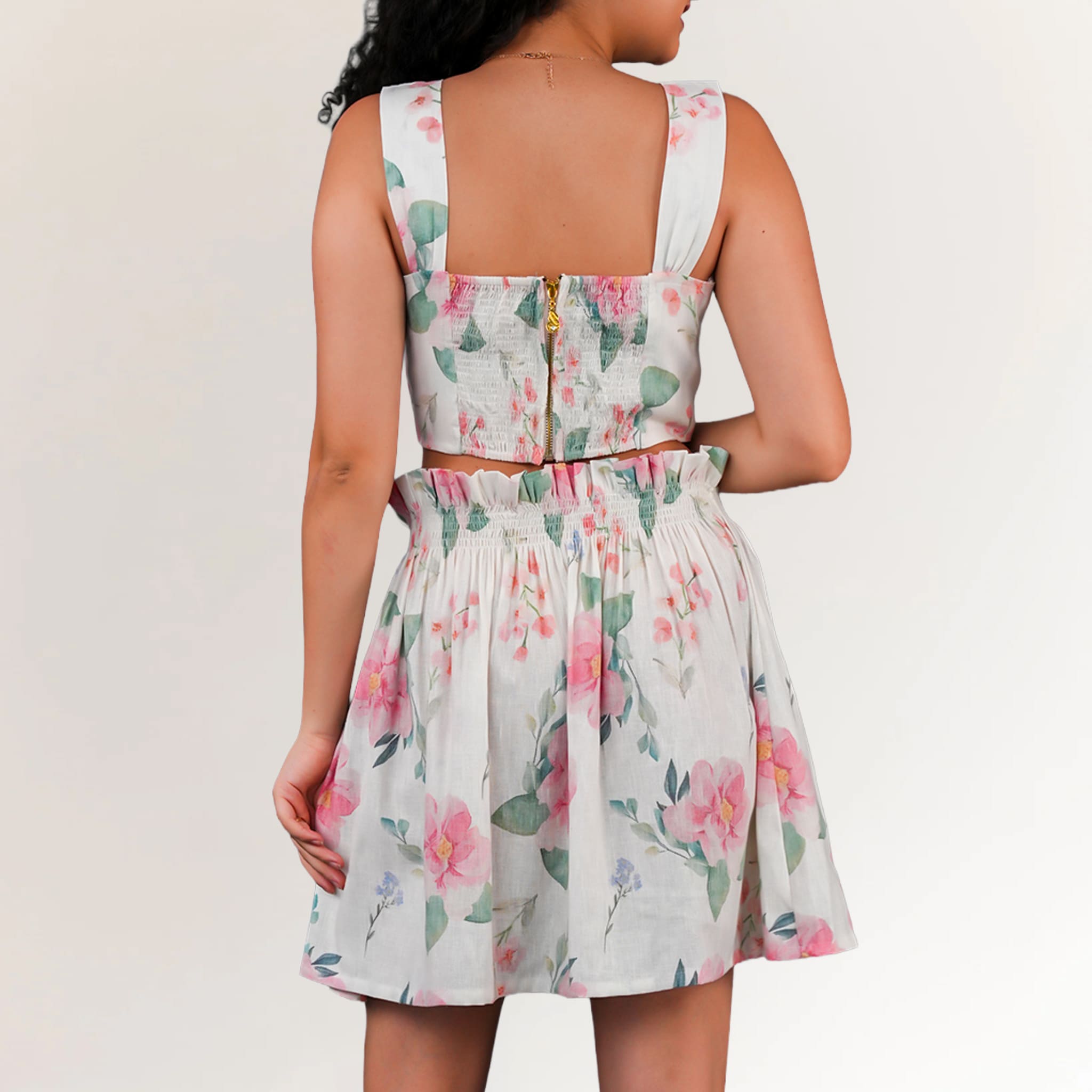 Linen Cotton Floral Co-Ord Dress for Women