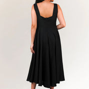 Cotton Midi Dress for Women in Black
