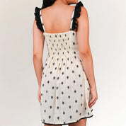 Cotton Embroidered Mini Dress for Women in Ivory