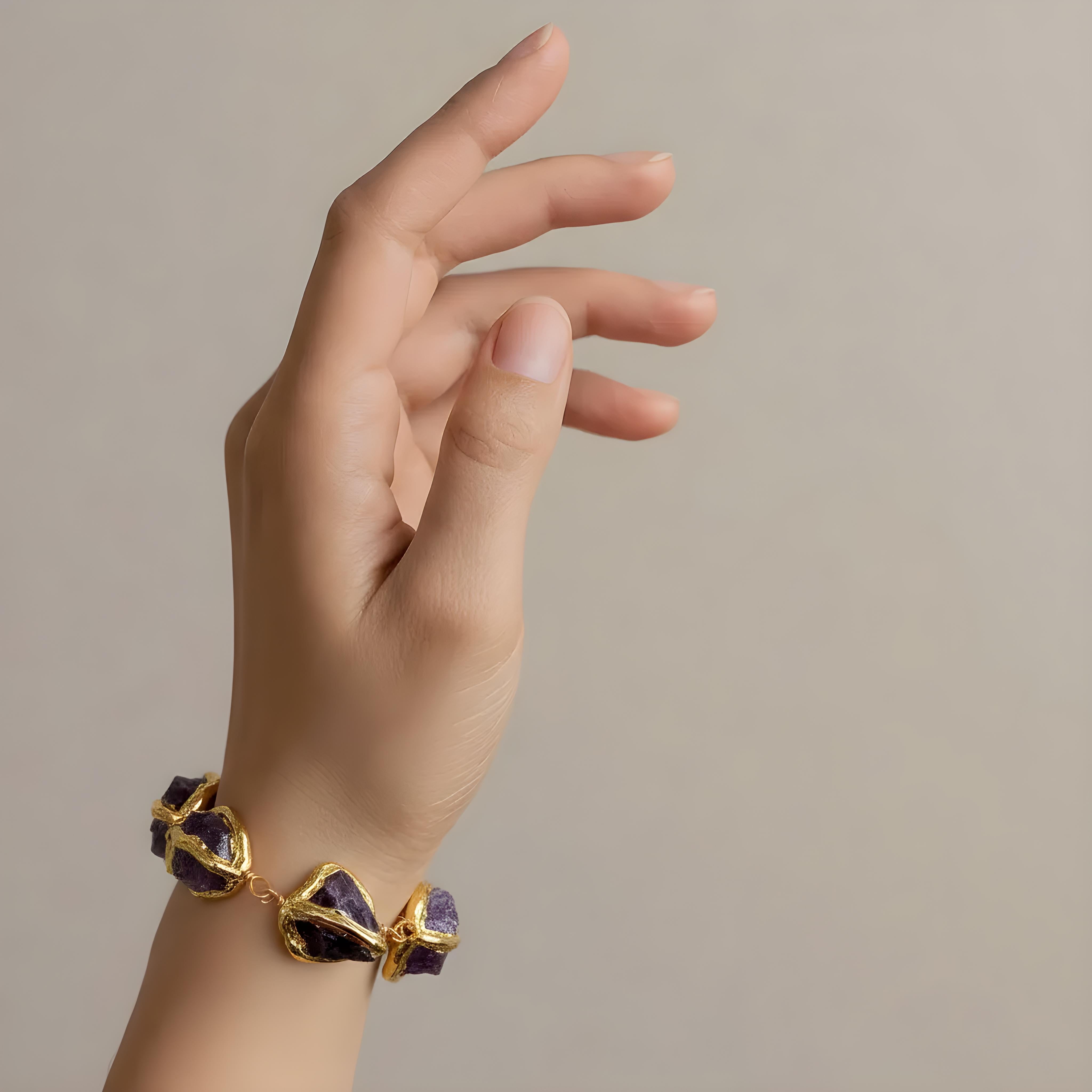 Amethysts rough nugget necklace 23"