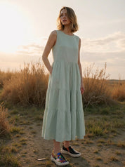 Handwoven Mull Cotton Dress for Women Lightweight Breathable Soft Summer Dress