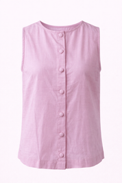 Pure Cotton Sleeveless Button-Down Top and Shorts Co-ord Set for Women Breathable Summer Two-Piece Matching Set